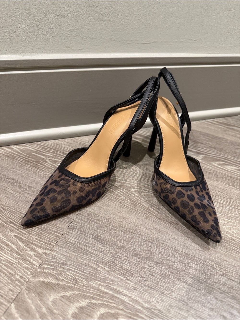 Steve Madden Leopard Print Pointed Slingback Heels - Black/Brown